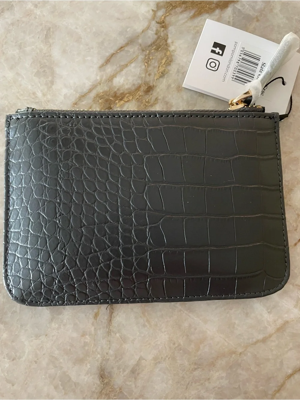 Pom Pom London Slate Grey Croc Embossed Coin Pouch - Picture 3 of 3